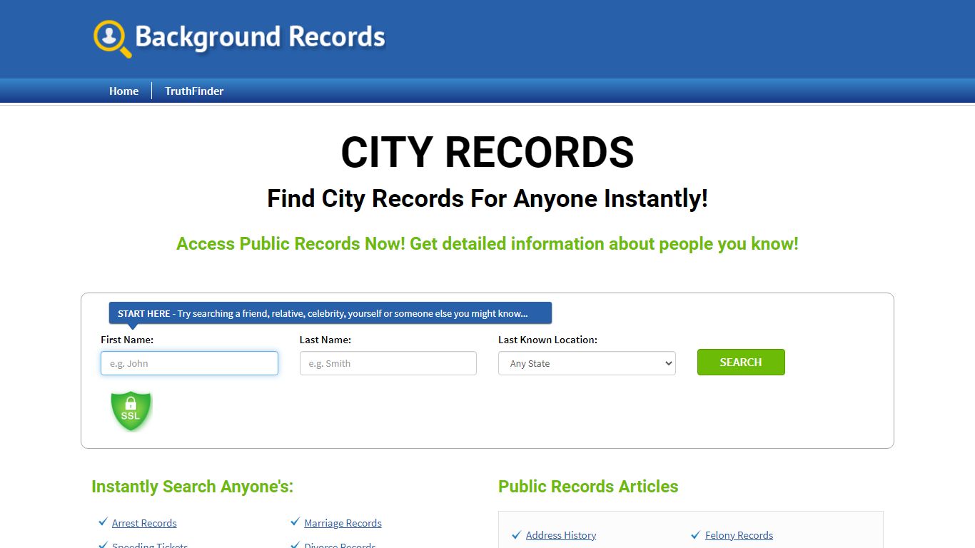 Find City Records For Anyone - Background Records