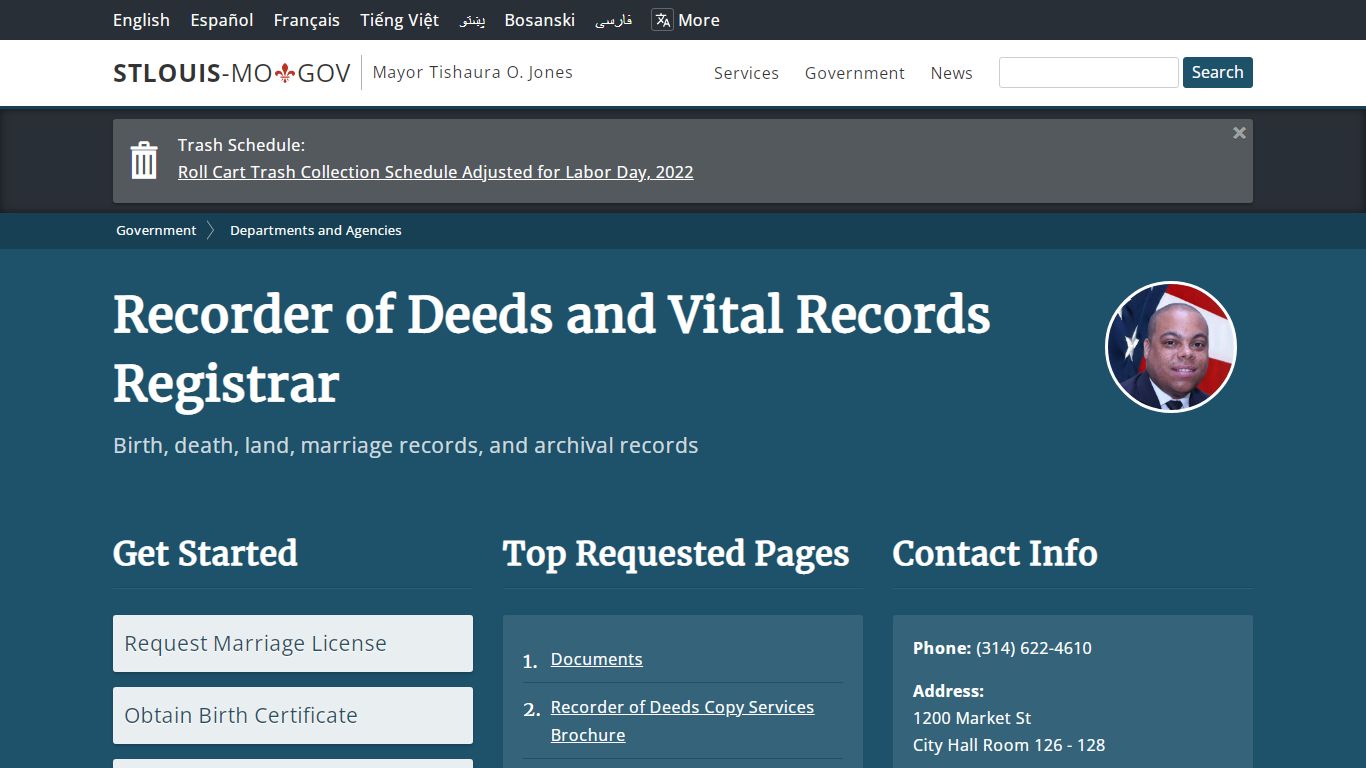 St. Louis City Recorder of Deeds and Vital Records Registrar